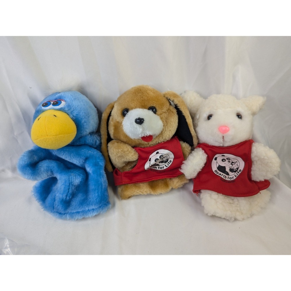 Scott Foresman Hand Puppet Plush Blue Bird Brown Dog Sheep Lot Stuffed Animal